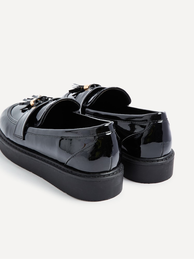 Linzi Black Gemina Platform Loafers with Tassels And Gold Detail - Image 5 of 5