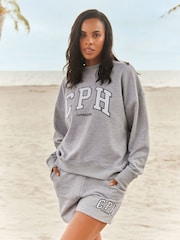 Grijs - Bouclé sweatshirt met lange mouwen en grafische slogan - Image 1 of 7