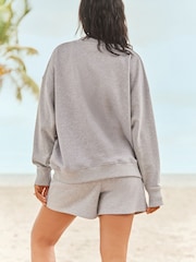 Grijs - Bouclé sweatshirt met lange mouwen en grafische slogan - Image 4 of 7