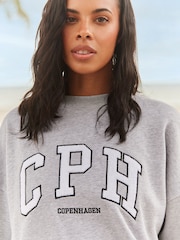 Grijs - Bouclé sweatshirt met lange mouwen en grafische slogan - Image 5 of 7
