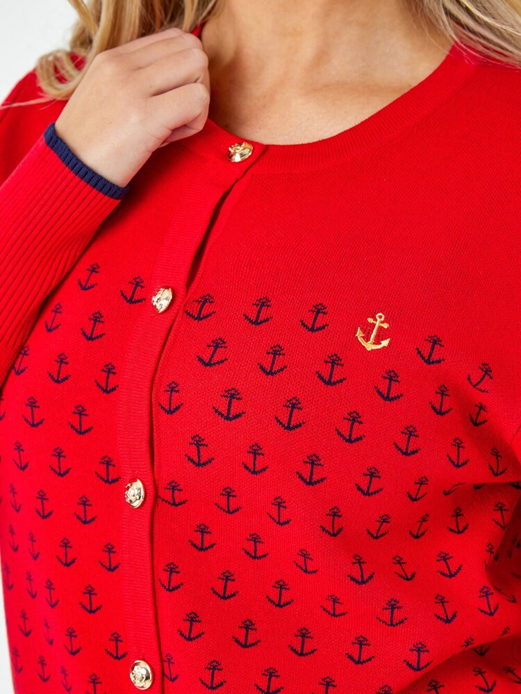Roman Red Anchor Embroidered Cardigan - Image 5 of 5