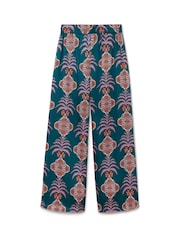Another Sunday Satin Wide Leg Printed Trouser With Elasticated Waist In Print - Image 4 of 6