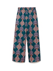 Another Sunday Satin Wide Leg Printed Trouser With Elasticated Waist In Print - Image 5 of 6