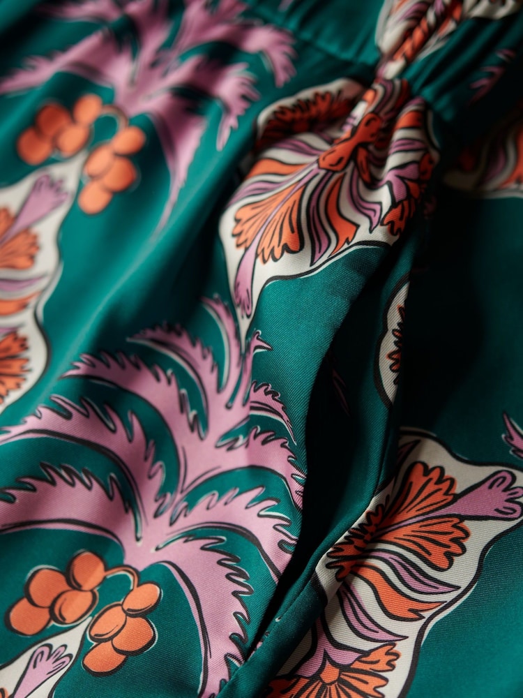 Another Sunday Satin Wide Leg Printed Trouser With Elasticated Waist In Print - Image 6 of 6