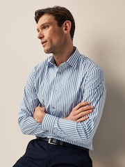 Blue Stripe Regular Fit Four Way Stretch Motionflex Shirt - Image 1 of 8