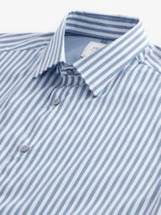 Blue Stripe Regular Fit Four Way Stretch Motionflex Shirt - Image 7 of 8