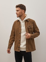 Tan Canvas Utility Shacket Overshirt - Image 3 of 11