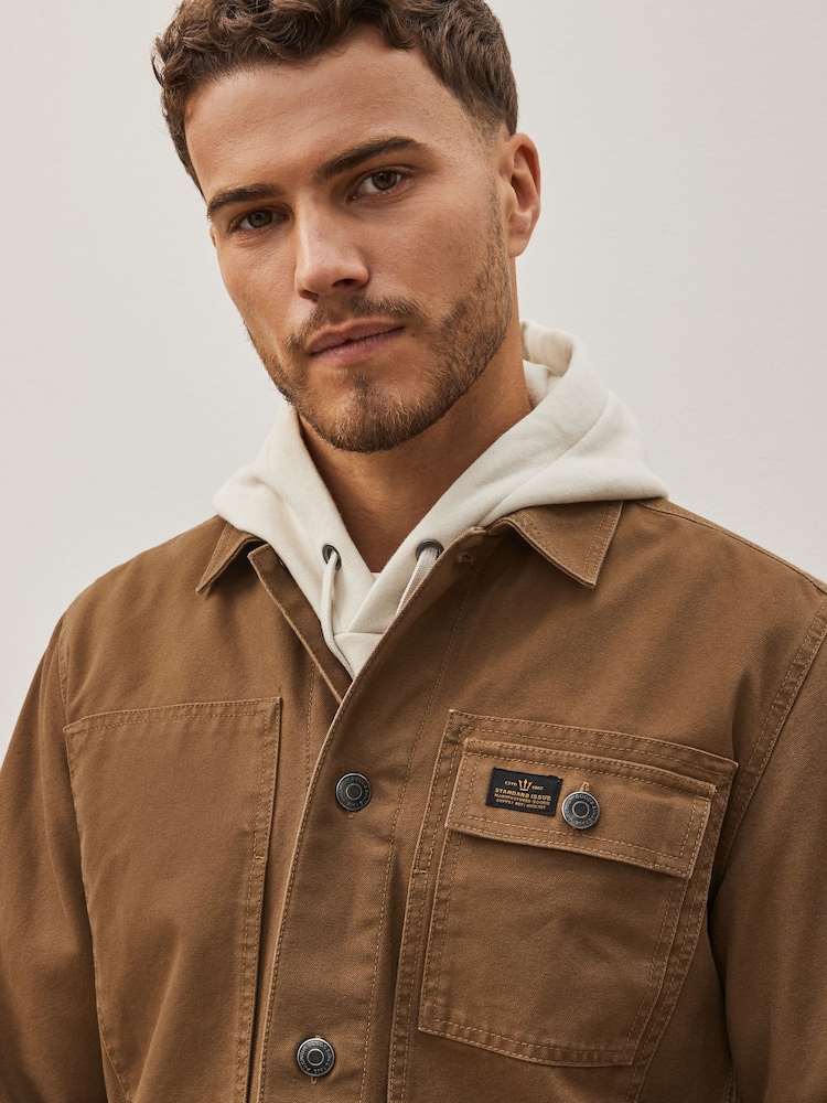 Tan Canvas Utility Shacket Overshirt - Image 5 of 11