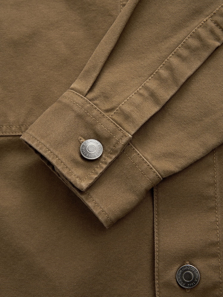 Tan Canvas Utility Shacket Overshirt - Image 8 of 11