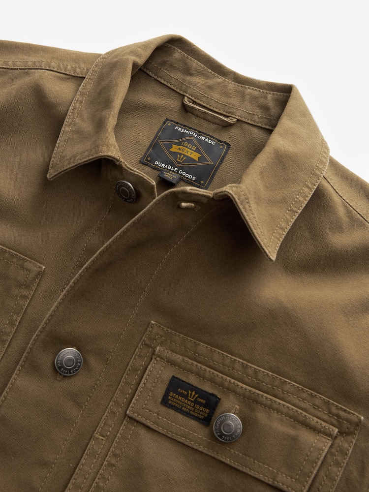 Tan Canvas Utility Shacket Overshirt - Image 9 of 11