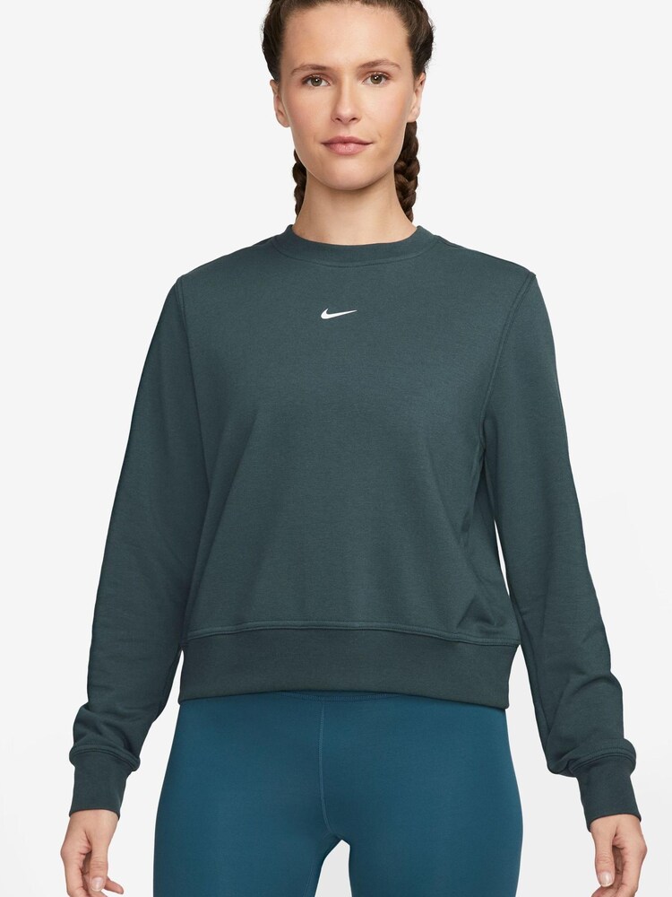 Nike Dark Green Dri-FIT One Long-Sleeved Crew-Neck Top - Image 1 of 3