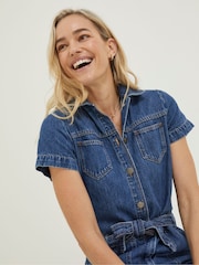 FatFace Blue Imogen Short Sleeve Boilersuit - Image 4 of 6