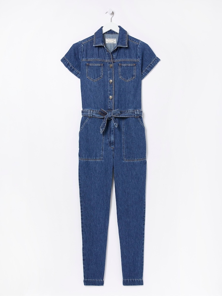 FatFace Blue Imogen Short Sleeve Boilersuit - Image 6 of 6