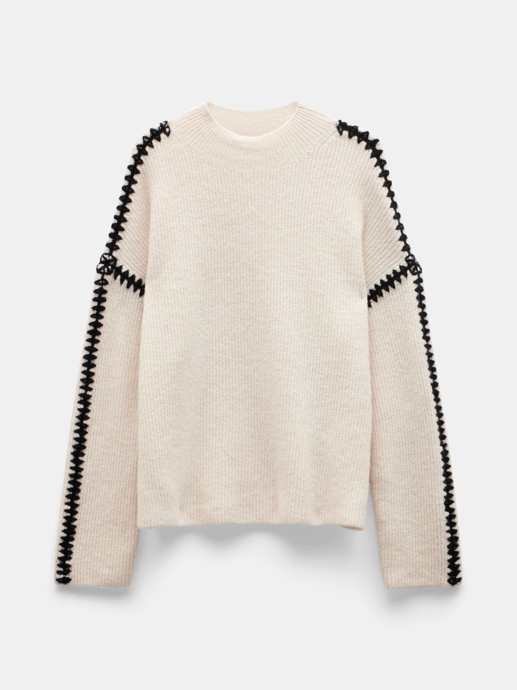 Buy Hush Natural Celine Contrast Stitch Knitted Jumper from