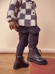Black Leather Lace Up Boots - Image 1 of 8