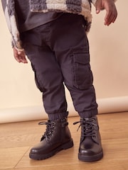 Black Leather Lace Up Boots - Image 3 of 8