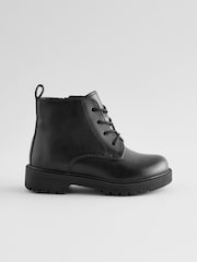 Black Leather Lace Up Boots - Image 4 of 8