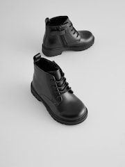 Black Leather Lace Up Boots - Image 5 of 8