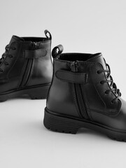 Black Leather Lace Up Boots - Image 7 of 8