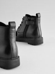 Black Leather Lace Up Boots - Image 8 of 8