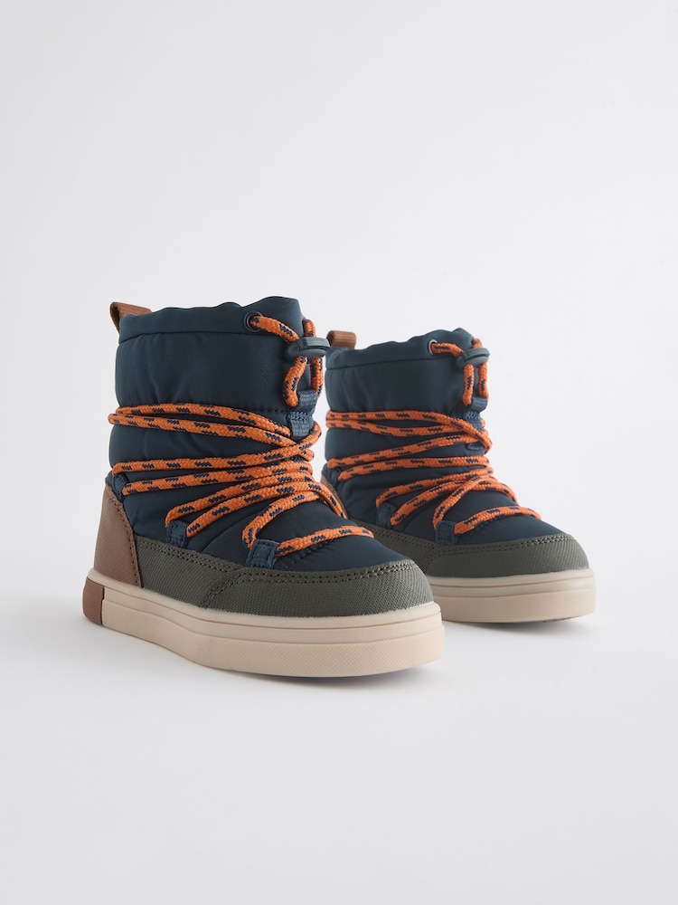 Navy/Khaki Thermal Thinsulate™ Lined Quilted Water Resistant Boots - Image 1 of 6