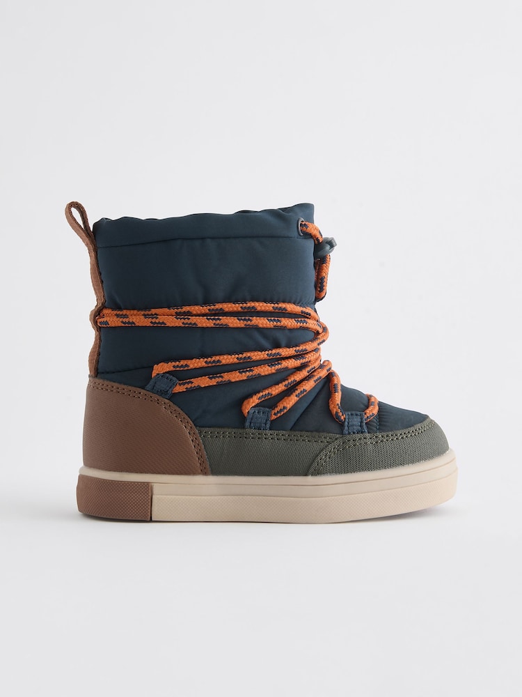 Navy/Khaki Thermal Thinsulate™ Lined Quilted Water Resistant Boots - Image 2 of 6