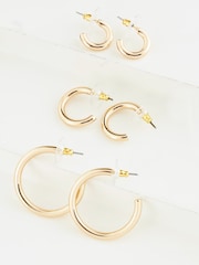Gold Tone 3 Pack Hoop Earrings - Image 1 of 2
