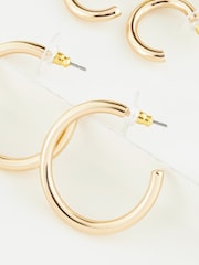 Gold Tone 3 Pack Hoop Earrings - Image 2 of 2