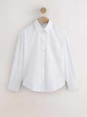 White and Blue/White Stripe - Relaxed Cotton Long Sleeve Shirt 2 Pack - 画像 3 / 6