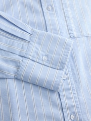 White and Blue/White Stripe - Relaxed Cotton Long Sleeve Shirt 2 Pack - 画像 5 / 6