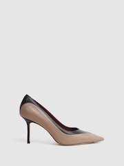 Reiss Camel/Black Gwyneth Leather Contrast Court Shoes - Image 1 of 5
