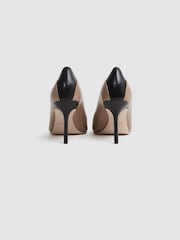 Reiss Camel/Black Gwyneth Leather Contrast Court Shoes - Image 4 of 5