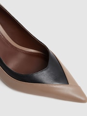 Reiss Camel/Black Gwyneth Leather Contrast Court Shoes - Image 5 of 5