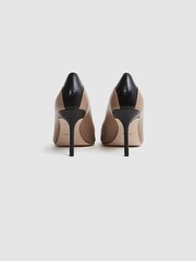 Reiss Camel/Black Gwyneth Leather Contrast Court Shoes - Image 8 of 13