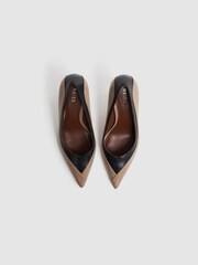 Reiss Camel/Black Gwyneth Leather Contrast Court Shoes - Image 9 of 13
