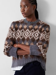 Hush Grey Tessa Fairisle Crew Jumper - Image 1 of 5