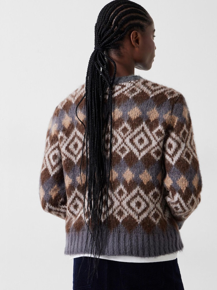 Hush Grey Tessa Fairisle Crew Jumper - Image 2 of 5