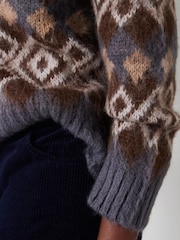 Hush Grey Tessa Fairisle Crew Jumper - Image 4 of 5