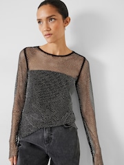 Hush Black Una Sparkle Long Sleeve Top - Image 1 of 5