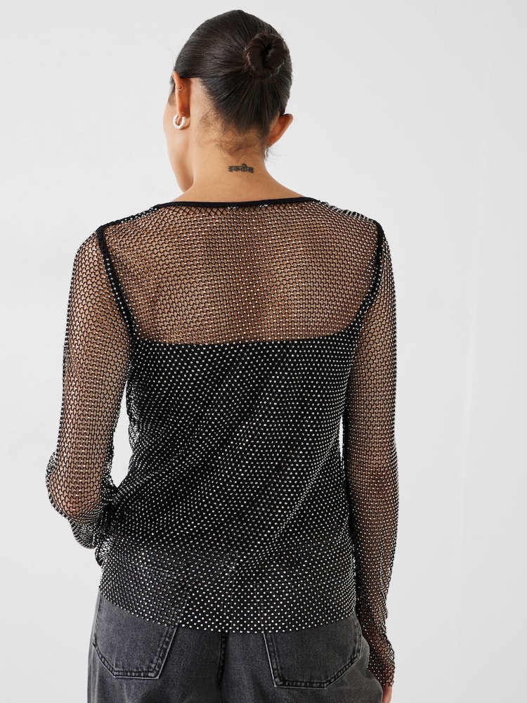 Hush Black Una Sparkle Long Sleeve Top - Image 2 of 5