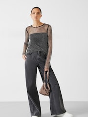 Hush Black Una Sparkle Long Sleeve Top - Image 3 of 5