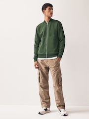 Khaki Green Jersey Bomber Jacket - Image 2 of 11