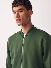 Khaki Green Jersey Bomber Jacket - Image 4 of 11