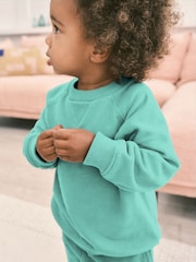 Mintgrün - Übergroßes Set aus Sweatshirt und Shorts aus 100 % Baumwolle (3M.–7J.) - Bild 2 von 6