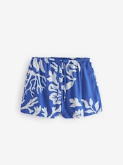 Blue/White Drawstring Waist Boy Shorts With Linen - Image 5 of 6