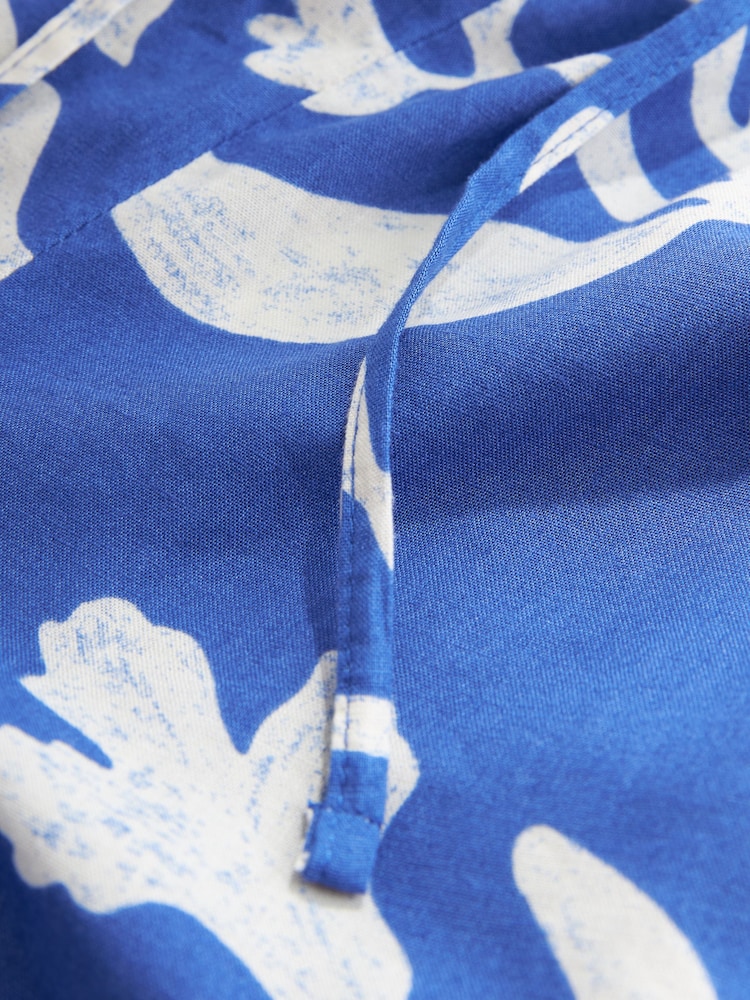Blue/White Drawstring Waist Boy Shorts With Linen - Image 6 of 6