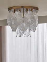 Lipsy White/Clear Marble Effect Flush Ceiling Light - Image 2 of 5