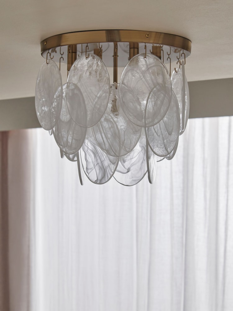 Lipsy White/Clear Marble Effect Flush Ceiling Light - Image 2 of 5