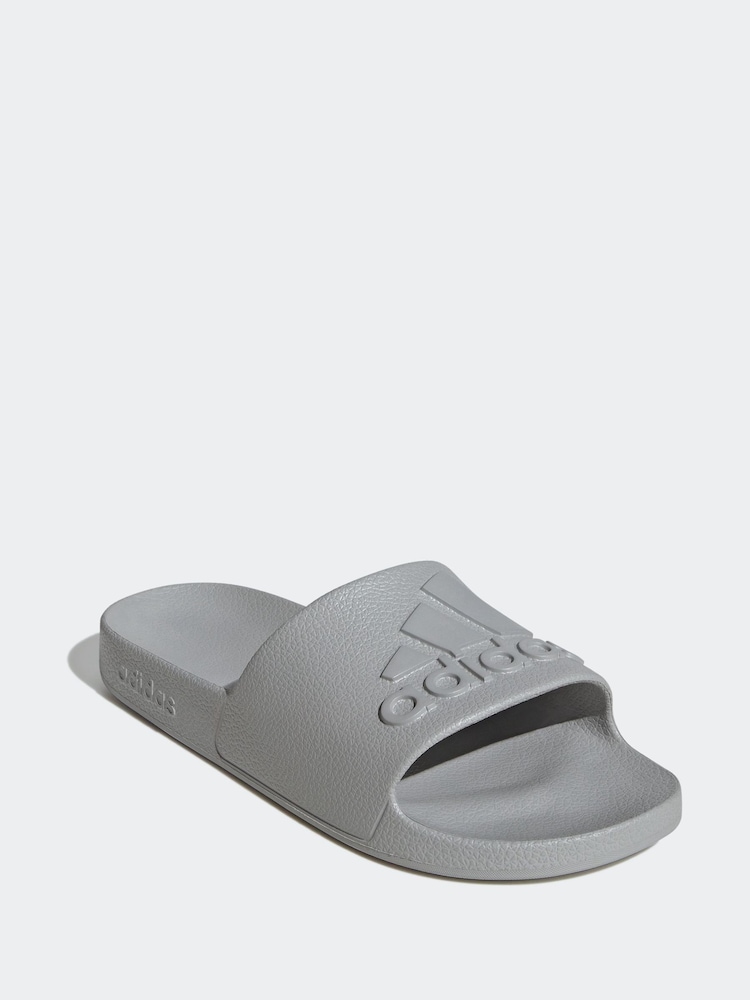 adidas Grey Sportswear Adilette Aqua Slides - Image 3 of 9