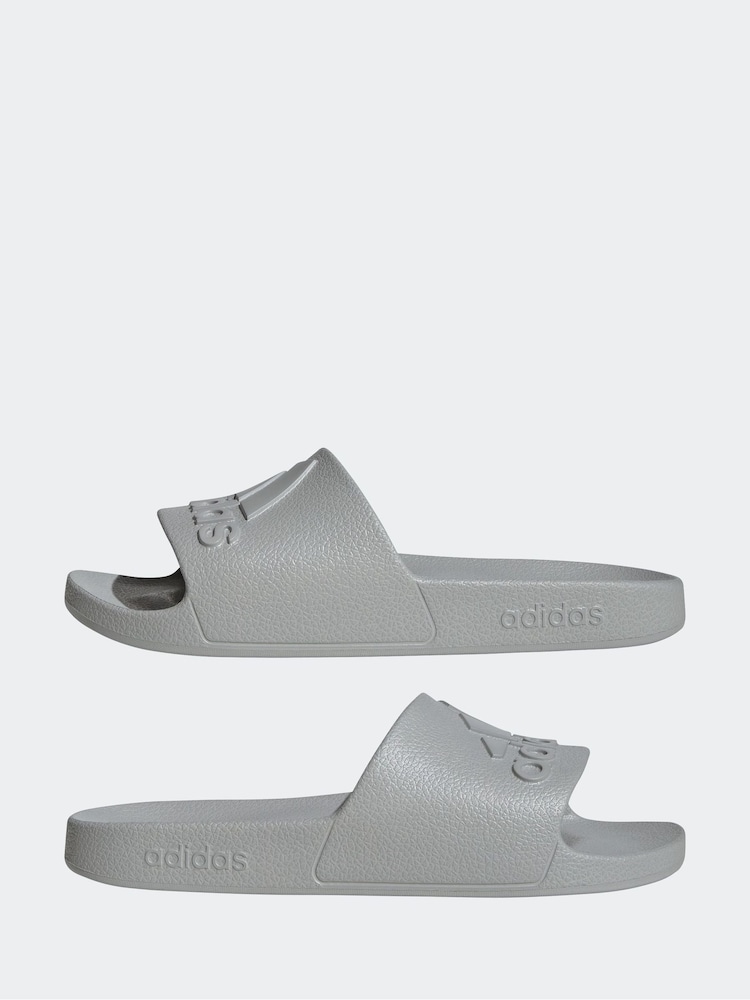 adidas Grey Sportswear Adilette Aqua Slides - Image 7 of 9